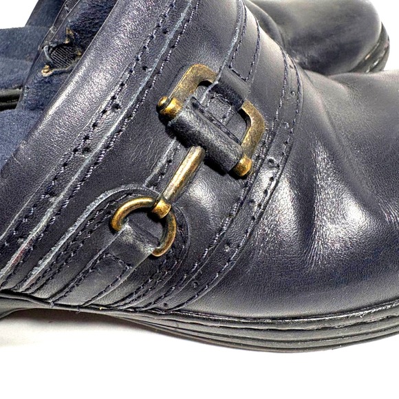 Clarks Hayla Merle Leather Mule Slip-on Clogs Navy Shoes Size 8.5 M 26101760 - Picture 9 of 11